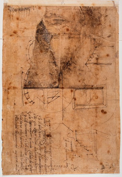Autográf építészeti tanulmányok és költői töredékek alkotó: Michelangelo Buonarroti