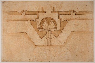 Egy kapubejáró bástya tervezése alkotó: Michelangelo Buonarroti