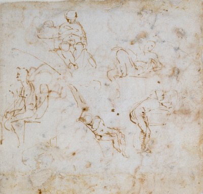 Öt kis ábratanulmány, c1490-1560 alkotó: Michelangelo Buonarroti