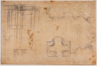 A Sforza-kápolna alaprajza és építészeti nézetei alkotó: Michelangelo Buonarroti