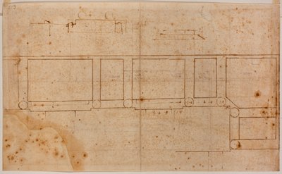 A San Lorenzo homlokzatának alaprajza alkotó: Michelangelo Buonarroti