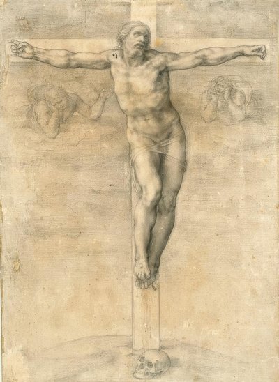 Keresztre feszítés két angyallal alkotó: Michelangelo Buonarroti