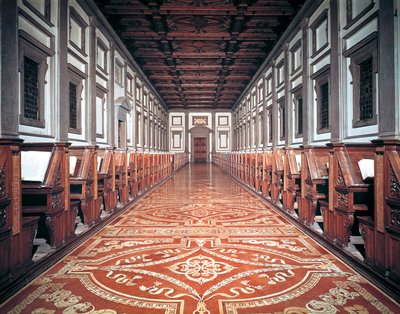 Laurentian Library Hall, Michelangelo építész (1475-1564), Firenze, Olaszország alkotó: Michelangelo Buonarroti