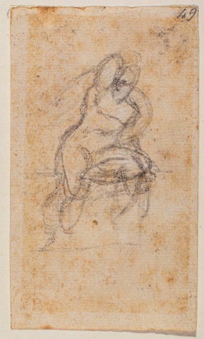Akt tanulmány a Sixtus-kápolnához alkotó: Michelangelo Buonarroti