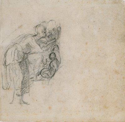 Oldal egy vázlatfüzetből: Egy fekete ruhás nő, 1490-1560 alkotó: Michelangelo Buonarroti
