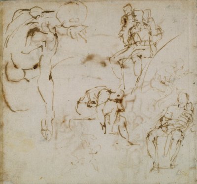 Oldal egy vázlatfüzetből, c1490-1560 alkotó: Michelangelo Buonarroti