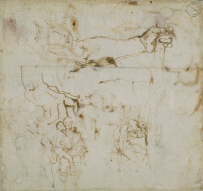 Oldal egy vázlatfüzetből, c1490-1560 alkotó: Michelangelo Buonarroti