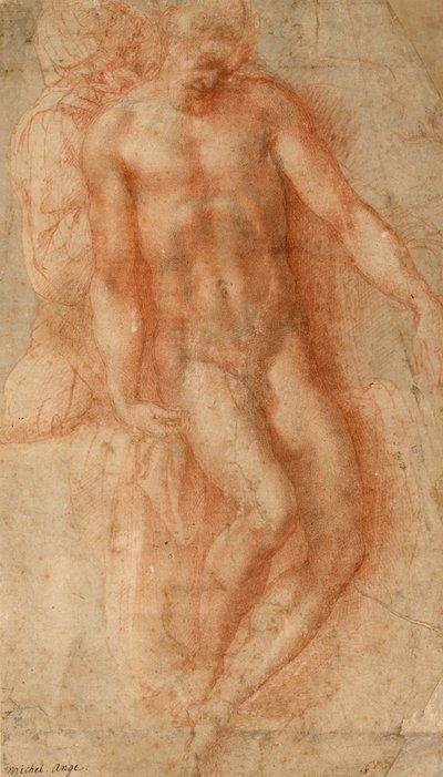 Pieta, 1530-1536 körül (vörös kréta) alkotó: Michelangelo Buonarroti