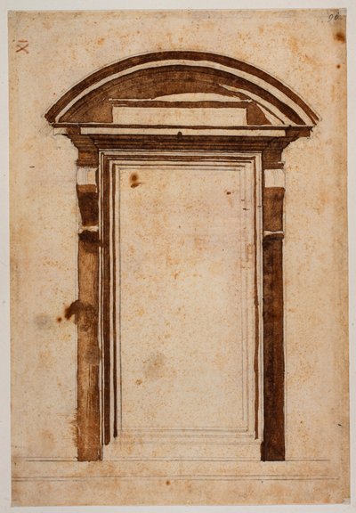 Portáltanulmány a Laurentian Könyvtár számára alkotó: Michelangelo Buonarroti