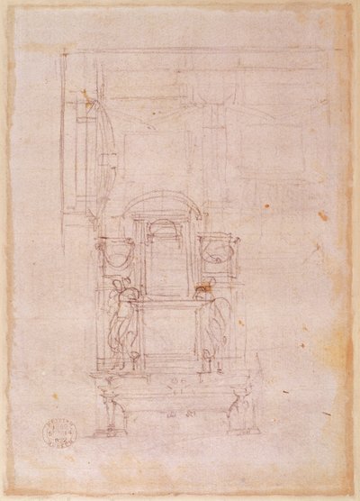 Julius pápa sírjának előkészítő rajza II alkotó: Michelangelo Buonarroti