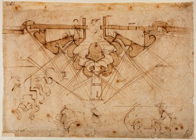 Egy kapu bástyáinak projektje alkotó: Michelangelo Buonarroti