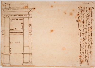 Julius II. sírjának oldalnézetét, autográf mementó alkotó: Michelangelo Buonarroti