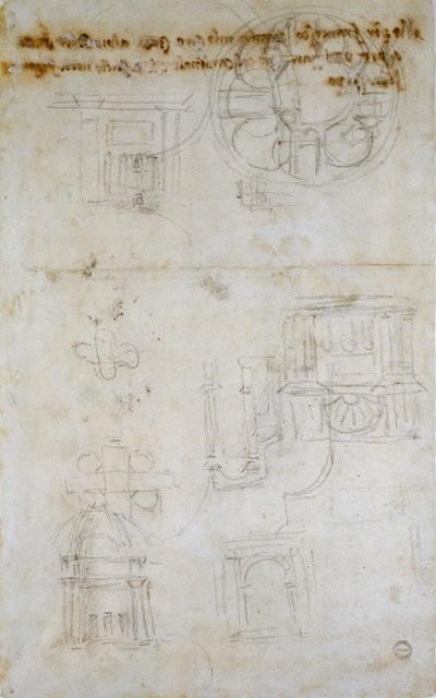 Vázlat, amely a Szent Péter-tanulmányokat mutatja be, 1490-1560 alkotó: Michelangelo Buonarroti