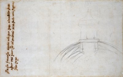 Vázlat a lámpás és a kupola összekapcsolásáról, valamint egyéb tanulmányok Szent Péterről, 1490-1560 alkotó: Michelangelo Buonarroti