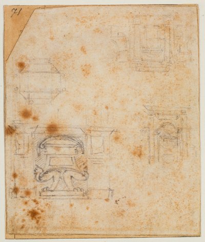 Az új sekrestye síremlékeinek tanulmányai alkotó: Michelangelo Buonarroti