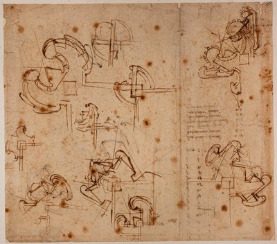 Kapuerődítési tanulmányok alkotó: Michelangelo Buonarroti