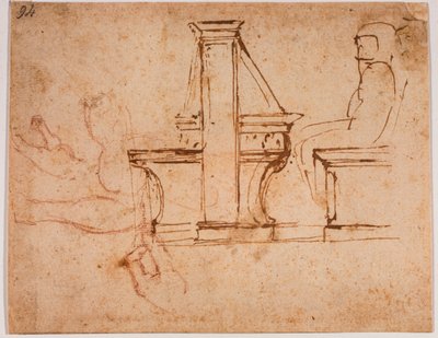 Tanulmány a Laurentian Könyvtár olvasótermének mennyezetéhez alkotó: Michelangelo Buonarroti
