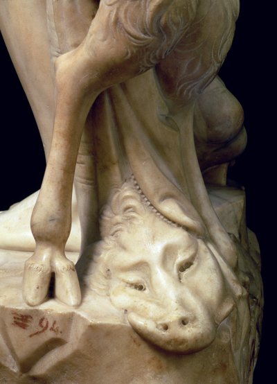 Bacchus részegsége, párducfej részlete, Michelangelo Buonarroti szobra 1475-1564, 1496-97 márvány részlet az 52672-ből alkotó: Michelangelo Buonarroti