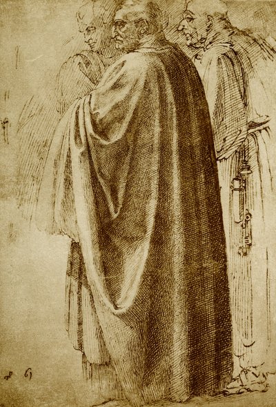 Három férfi hosszú köntösben alkotó: Michelangelo Buonarroti
