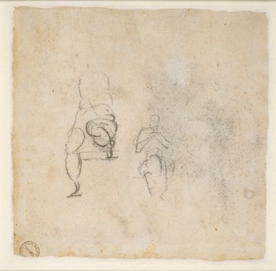 Két nagyon enyhe vázlat ülő figurákról, c1490-1560 alkotó: Michelangelo Buonarroti