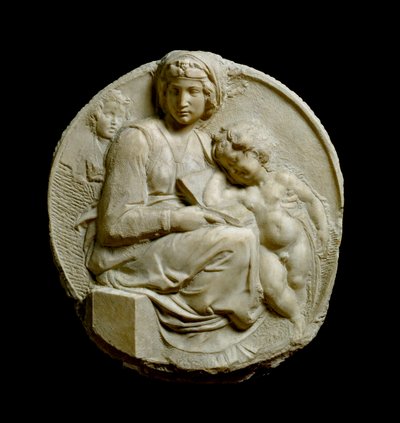 Szűz és gyermek Keresztelő Szent János gyermekével Madonna Pitti vagy Tondo Pitti. Dombornyomott márványharisnya Michelangelo Buonarrotitól alkotó: Michelangelo Buonarroti