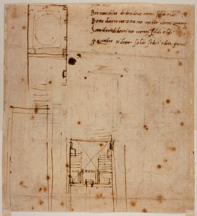 A Laurentianus-mélyedés falfelületei alkotó: Michelangelo Buonarroti