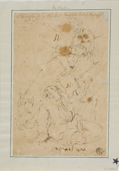 Két paraszt szamárral alkotó: Michelangelo Cerquozzi