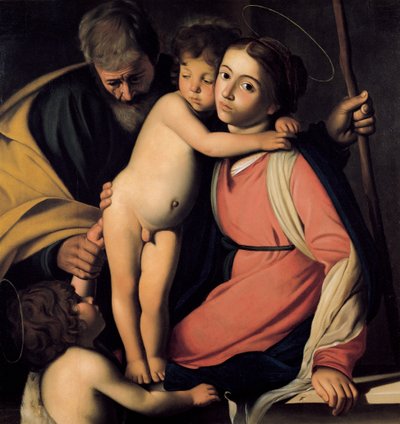 A Szent Család Keresztelő Jánossal fiúként, 17. század eleje. alkotó: Michelangelo Merisi Caravaggio