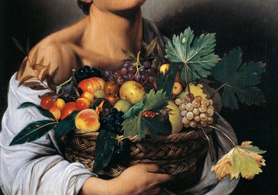 Fiú gyümölcskosárral, részlet alkotó: Michelangelo Merisi da Caravaggio