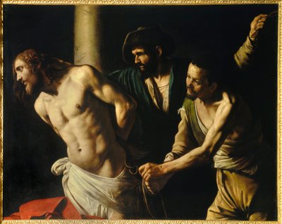 A Krisztus megostorozásának oszlopa Michelangelo Merisi festménye: A Caravaggio vagy il Caravaggio (1571-1610) 1607 V. 1,34x1,75 m Rouen, Szépművészeti Múzeum alkotó: Michelangelo Merisi da Caravaggio
