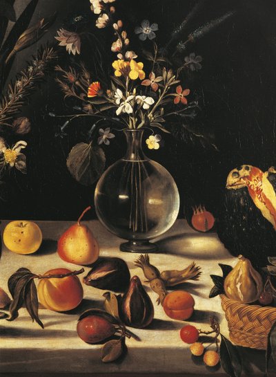 Csendélet virágokkal és gyümölccsel, a Hartfordi Csendélet mestere, 1600-10 körül (olaj, vászon) (507174 részlet) alkotó: Michelangelo Merisi da Caravaggio