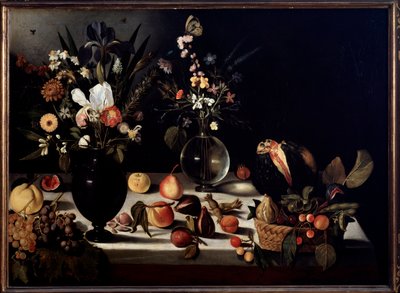 Csendélet virágokkal és gyümölcsökkel Caravaggio dit le Caravaggio festménye alkotó: Michelangelo Merisi da Caravaggio