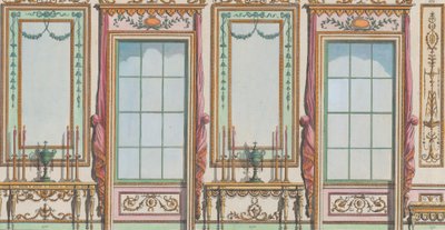 Díszített belső fal ablakokkal és mólóüvegekkel, sz. 267-273..., 1784. február 27. alkotó: Michelangelo Pergolesi