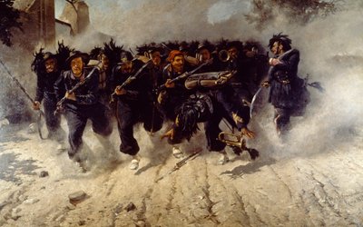 Bersaglieri-töltés a Porta Pián, Michele Cammarano (1835-1920), olaj, vászon, 290x472 cm alkotó: Michele Cammarano
