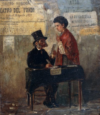 Színházi plakátok és nyilvános írnok, Michele Cammarano (1835-1920) alkotó: Michele Cammarano