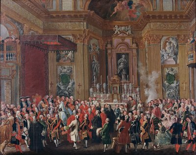 "IV Ferdinándot felesketik nápolyi királlyá". alkotó: Michele Foschini