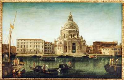 Santa Maria della Salute, Velence, felvonókkal a Canal Grandén alkotó: Michele Marieschi