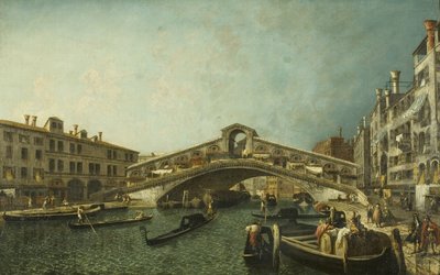 Rialto híd, Velence, 1740 körül (olaj, vászon) alkotó: Michele Marieschi
