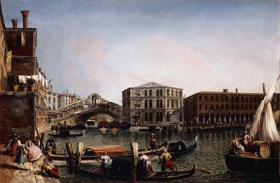 A Rialto híd, Velence, a Fondaco dei Tedeschivel az előtérben, alkotó: Michele Marieschi