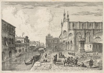 Velence látképe: Campo S. S. Giovanni e Paolo, 1741. alkotó: Michele Marieschi