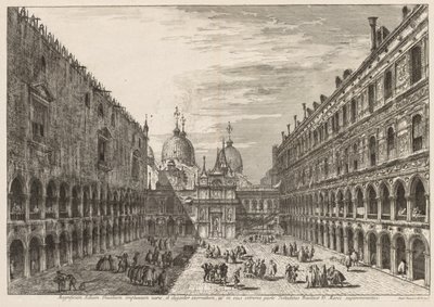 Velence látképe: A hercegi palota udvara, 1741. alkotó: Michele Marieschi