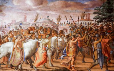Lucius Aemilius Paulus konzul diadala Perseus macedóniai király felett (részlet), 1570 körül (freskó) alkotó: Michele and Rocchetti Jacopo Alberti