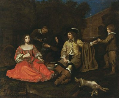 Elegáns vadászati társaság pihenés alkotó: Michiel Sweerts