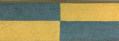 Panel kék és sárga téglalapokkal, c. A.D.650-850 (tollak (kék és arany ara), pamutszövet és teveféle rostszövet) alkotó: Middle Horizon Epoch 2A