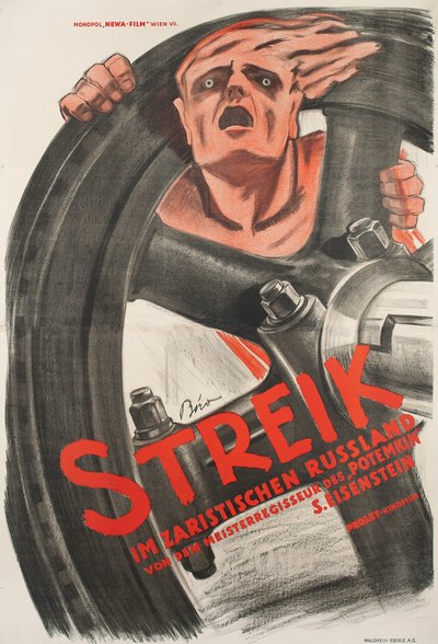 Poszter Szergej Eisenstein „Sztrájk” című némafilmjéhez alkotó: Mihaly Biro