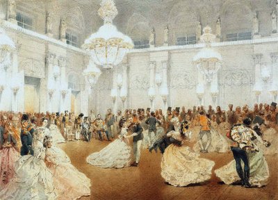 Bál a Téli Palota koncerttermében Nasir al-Din Shah hivatalos látogatása során májusban alkotó: Mihaly von Zichy