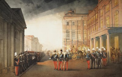 Felvonulás a pétervári Anicskov-palota előtt, 1870 alkotó: Mihaly von Zichy