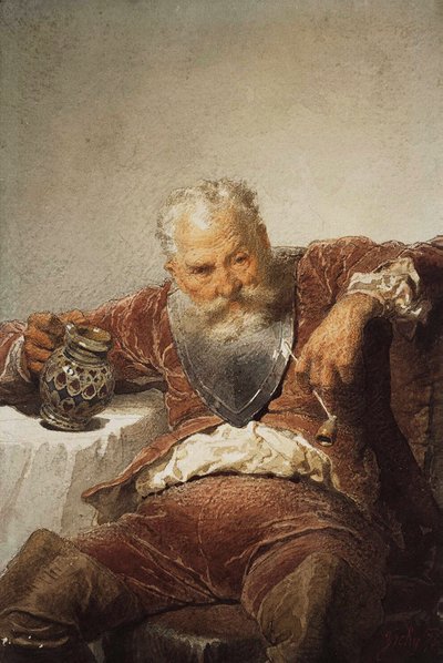 Falstaff egy tartály borral és egy pipával, 1873. alkotó: Mihály Zichy