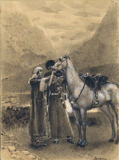 Zara búcsú Ismaillel. Illusztráció Mihail Lermontov Ismail Bey című verséhez, 1890-1891 alkotó: Mikhail Aleksandrovich Vrubel