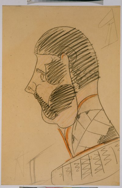 II. Sándor orosz császár (1818-1881) - Mihail Alekszandrovics Vrubel (Vrubel) (1856-1910) rajza, ceruza és szangvinikus papíron, 47,8x33,5 cm - II. Sándor császár, ceruza, szangvinikus papíron, Mihail Alekszandrovics Vrubel - Állami orosz múzsa alkotó: Mikhail Aleksandrovich Vrubel